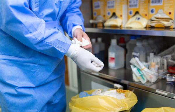 Doctors are handling medical waste