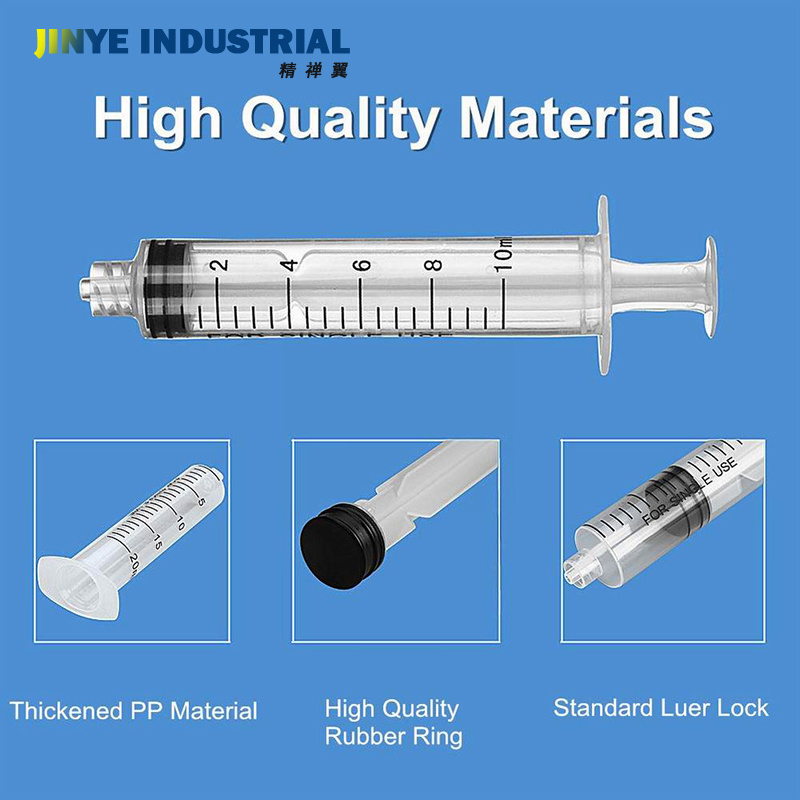 Exploded view of a disposable syringe