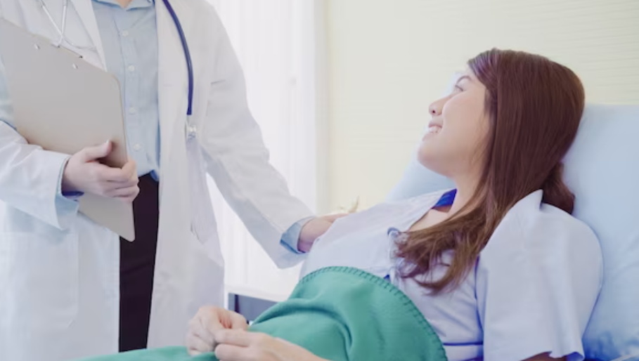 The doctor came to examine the patient sleeping on the hospital bed