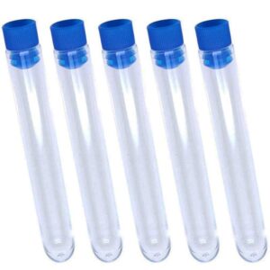 Transparent plastic test tube blue lid