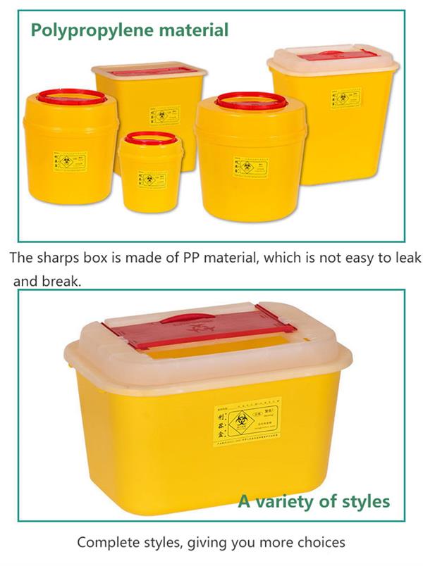 Materials and characteristics of medical disposable biohazard sharps box